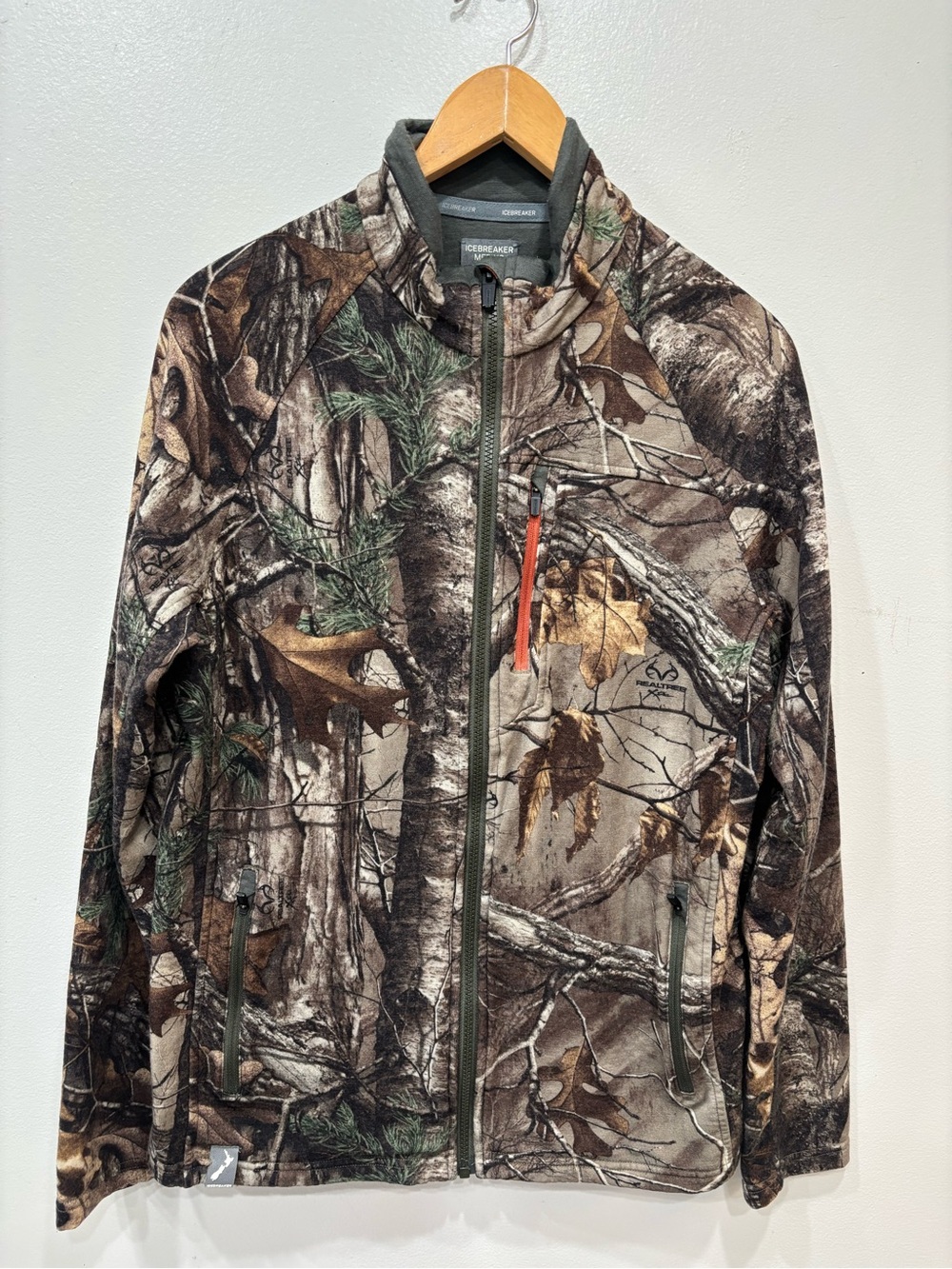 Icebreaker Merino Wool Full Zip Camo Fleece Jacket Men’s Size Medium